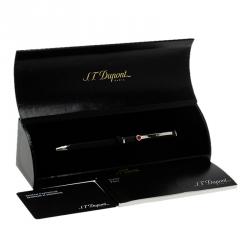 Pre Owned S.T. Dupont Karl Lagerfeld Black Lacquer & Palladium Finish Ballpoint Pen