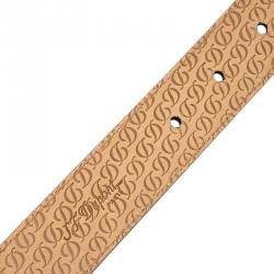 Pre Owned S.T. Dupont Black Leather Natural Lacquer and Palladium Line D Heritage Belt 110 CM