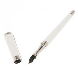 S.T. Dupont Liberte White Pearly Lacquer Palladium Finish Fountain Pen With 14k Gold Medium Nib