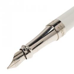 S.T. Dupont Liberte White Pearly Lacquer Palladium Finish Fountain Pen With 14k Gold Medium Nib