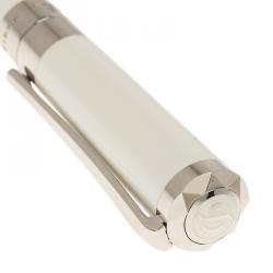 S.T. Dupont Liberte White Pearly Lacquer Palladium Finish Fountain Pen With 14k Gold Medium Nib