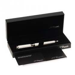 S.T. Dupont Liberte White Pearly Lacquer Palladium Finish Fountain Pen With 14k Gold Medium Nib