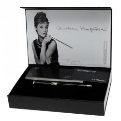 S.T. Dupont  Audrey Hepburn Limited Edition Black Lacquer Palladium Finish Fountain Pen With 14k Gold Nib M