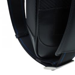 S.T. Dupont Black Leather Carbone Laptop Messenger Bag with Battery Pouch