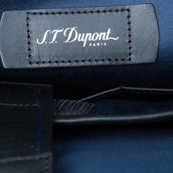 S.T. Dupont Black Leather Carbone Laptop Messenger Bag with Battery Pouch