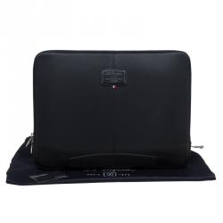 S.T. Dupont Black Leather Carbone Laptop Case