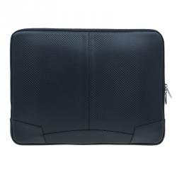 S.T. Dupont Black Leather Carbone Laptop Case Bag