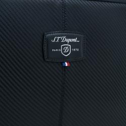 S.T. Dupont Black Leather Carbone Laptop Case Bag
