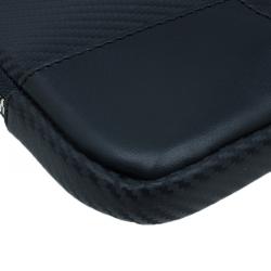 S.T. Dupont Black Leather Carbone Laptop Case Bag