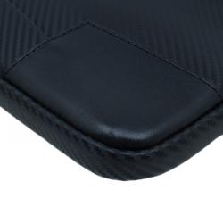 S.T. Dupont Black Leather Carbone Laptop Case Bag