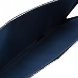 S.T. Dupont Black Leather Carbone Laptop Case Bag