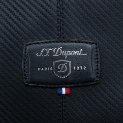 S.T. Dupont Black Leather Carbone Laptop Case Bag