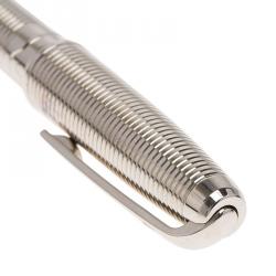 Pre Owned S.T. Dupont Silver Stainless Steel Diamond Collection Ballpoint Pen