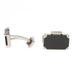 Pre Owned S.T. Dupont Black Mallette Silver Tone Classic Men's Cufflinks