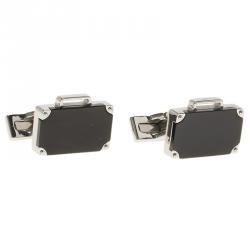 Pre Owned S.T. Dupont Black Mallette Silver Tone Classic Men's Cufflinks