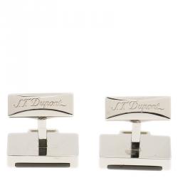 Pre Owned S.T. Dupont Black Mallette Silver Tone Classic Men's Cufflinks