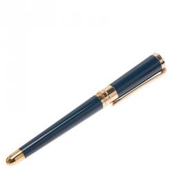S.T. Dupont Liberte Pearly Blue Lacquer Rose Gold Finish Fountain Pen With 14k Solid Gold Medium Nib