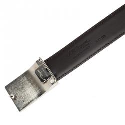 S.T. Dupont Black Leather Business Reversible  Line D Delta Box Belt