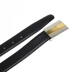 S.T. Dupont Black Leather Business Reversible  Line D Delta Box Belt