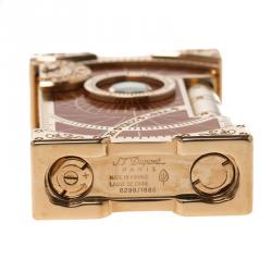 S.T. Dupont Brown Lacquer and Gold Finish Shoot The Moon Limited Edition Lighter 