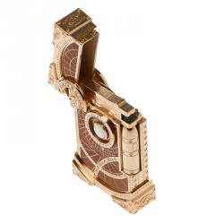 S.T. Dupont Brown Lacquer and Gold Finish Shoot The Moon Limited Edition Lighter 