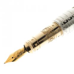 S.T.Dupont White Knight Limited Edition President Fountain Pen, with 18k Gold Nib