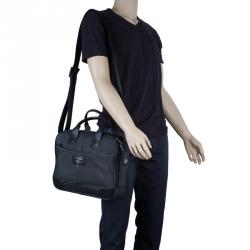 S.T. Dupont Black Leather Laptop Bag
