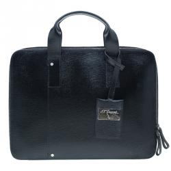S.T. Dupont Black Leather Extra Flat Laptop Holder Bag