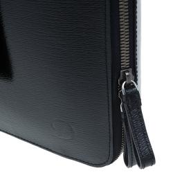 S.T. Dupont Black Leather Extra Flat Laptop Holder Bag