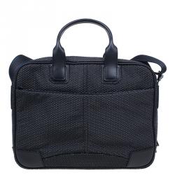 S.T. Dupont Black Textured Leather Laptop Bag w/ Battery Pouch
