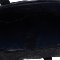 S.T. Dupont Black Textured Leather Laptop Bag w/ Battery Pouch