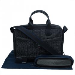 S.T. Dupont Black Textured Leather Laptop Bag w/ Battery Pouch