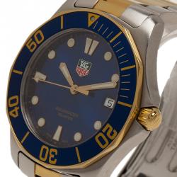 Pre Owned Tag Heuer Blue Gold-Plated Stainless Steel Aquaracer Men's Wristwatch 41MM