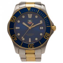 Pre Owned Tag Heuer Blue Gold-Plated Stainless Steel Aquaracer Men's Wristwatch 41MM