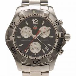 Pre Owned Tag Heuer Black Stainless Steel Aquaracer Chronograph CAF1110 Men's Wristwatch 42MM