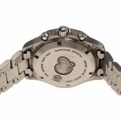 Pre Owned Tag Heuer Black Stainless Steel Aquaracer Chronograph CAF1110 Men's Wristwatch 42MM