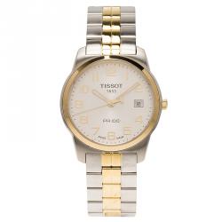 Pre Owned Tissot Silver Gold-Plated Stainless Steel PR100 Men's Wristwatch 38MM