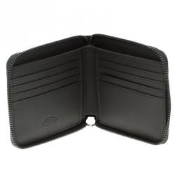 Tod's Grey/Beige Leather Zip-Around Compact Wallet