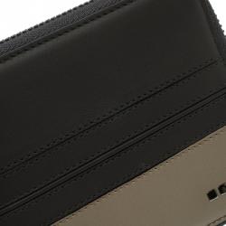 Tod's Grey/Beige Leather Zip-Around Compact Wallet