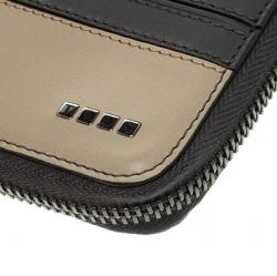 Tod's Grey/Beige Leather Zip-Around Compact Wallet