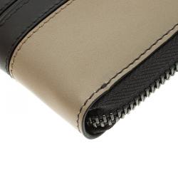 Tod's Grey/Beige Leather Zip-Around Compact Wallet