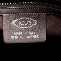 Pre Owned Tod's Dark Brown Leather Striped Atlantico Laurent Tote