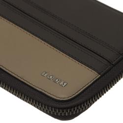 Tod's Two Tone Leather Zip-Around Compact Wallet 