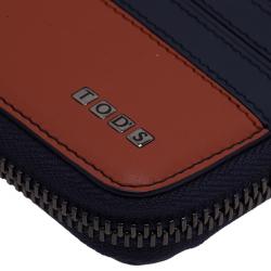 Tod's Two Tone Leather Zip-Around Compact Wallet 