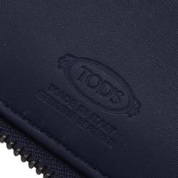Tod's Two Tone Leather Zip-Around Compact Wallet 