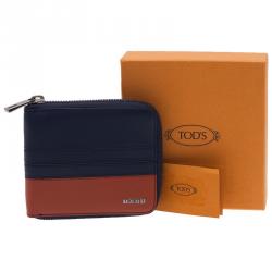 Tod's Two Tone Leather Zip-Around Compact Wallet 