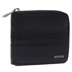 Tod's Black Leather Zip-Around Compact Wallet