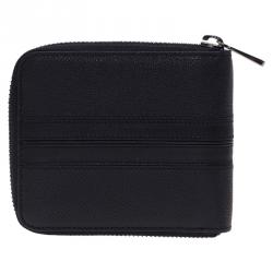 Tod's Black Leather Zip-Around Compact Wallet