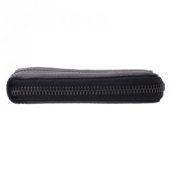 Tod's Black Leather Zip-Around Compact Wallet