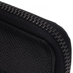 Tod's Black Leather Zip-Around Compact Wallet